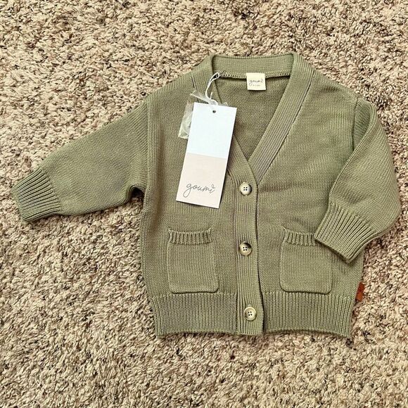 NWT Goumi Kids Artichoke Baby Knit Button Up Sweater SZ 6-12mo Cardigan Organic - Picture 1 of 3